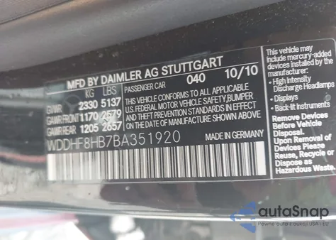 2011 Mercedes-Benz E 350 4Matic из США, поврежденный, VIN WDDHF8HB7BA351920